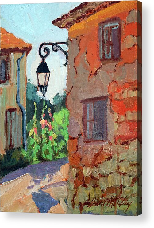Corner Street Acrylic Print featuring the painting Street Corner in St. Colombe by Diane McClary