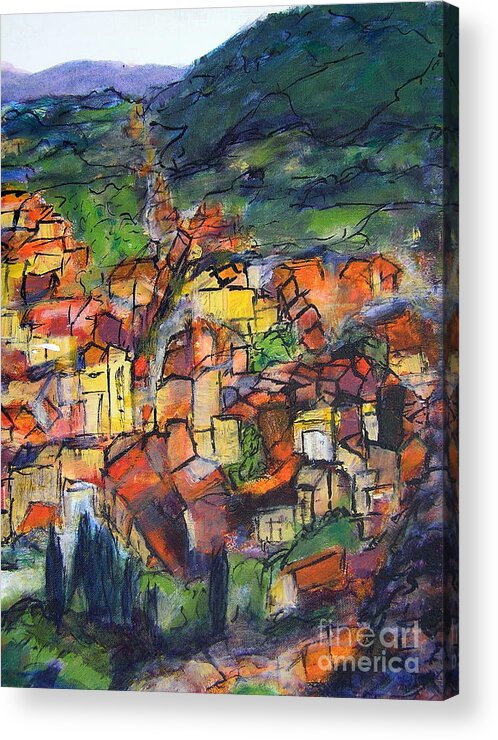 France Acrylic Print featuring the painting Cotignac Provence by Jackie Sherwood