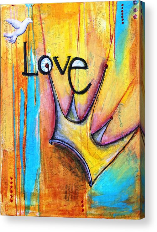 Love Acrylic Print featuring the mixed media Crown of Love by Carrie Todd