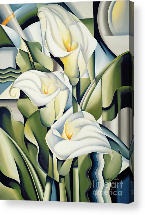 Cubist Acrylic Print featuring the painting Cubist lilies by Catherine Abel