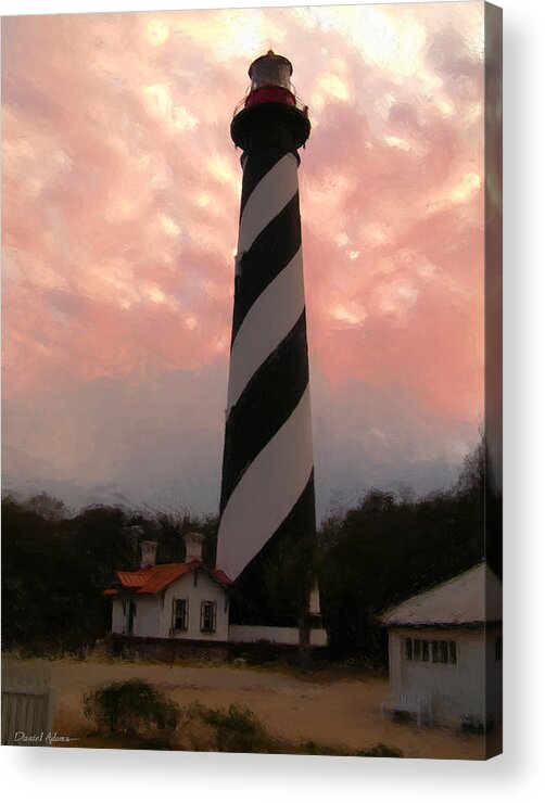 Light House Acrylic Print featuring the painting DA127 St. Augustine Lighthouse by Daniel Adams by Daniel Adams