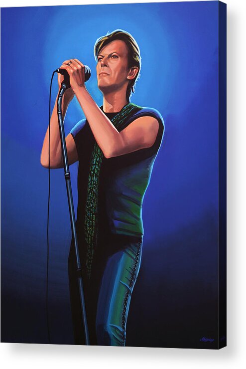 David Bowie Acrylic Print featuring the painting David Bowie 2 Painting by Paul Meijering