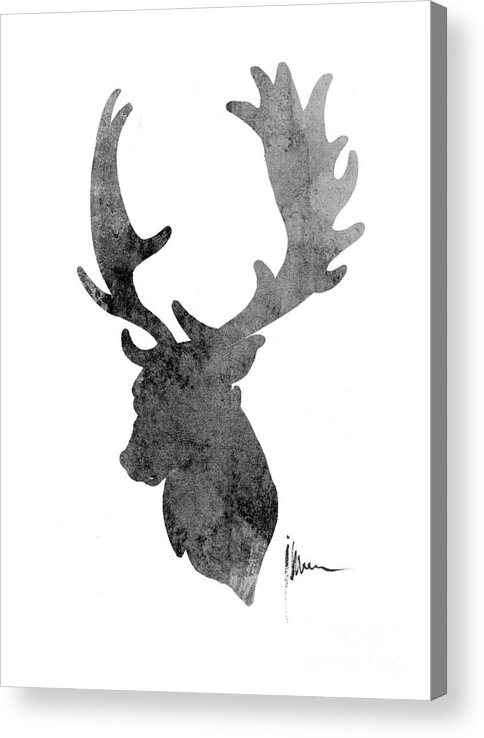 Deer Acrylic Print featuring the painting Deer head art print watercolor painting by Joanna Szmerdt