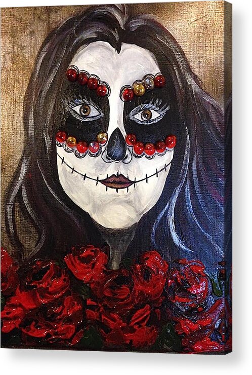Dia De Los Muertos Acrylic Print featuring the painting Dia de Los Muertos 2 by Melissa Torres