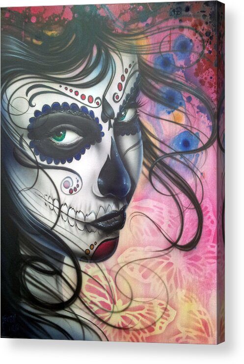 Girl Acrylic Print featuring the painting Dia De Los Muertos Chica by Mike Royal