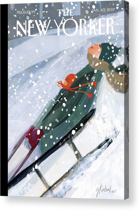 Downhill Racers Acrylic Print featuring the painting Downhill Racers by Gayle Kabaker