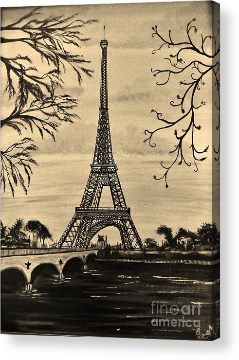 Paris Acrylic Print featuring the painting Dreaming of Paris 2 by Brigitte Emme