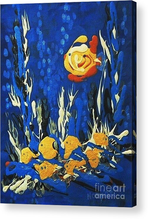 Fish Acrylic Print featuring the painting Drizzlefish by Holly Carmichael