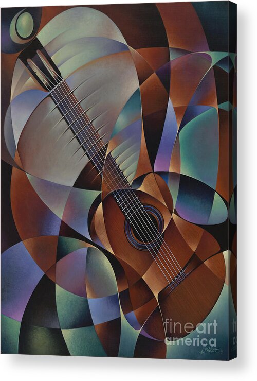 Violin Acrylic Print featuring the painting Dynamic Guitar by Ricardo Chavez-Mendez
