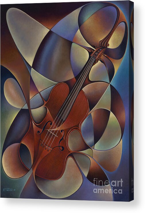 Violin Acrylic Print featuring the painting Dynamic Violin by Ricardo Chavez-Mendez