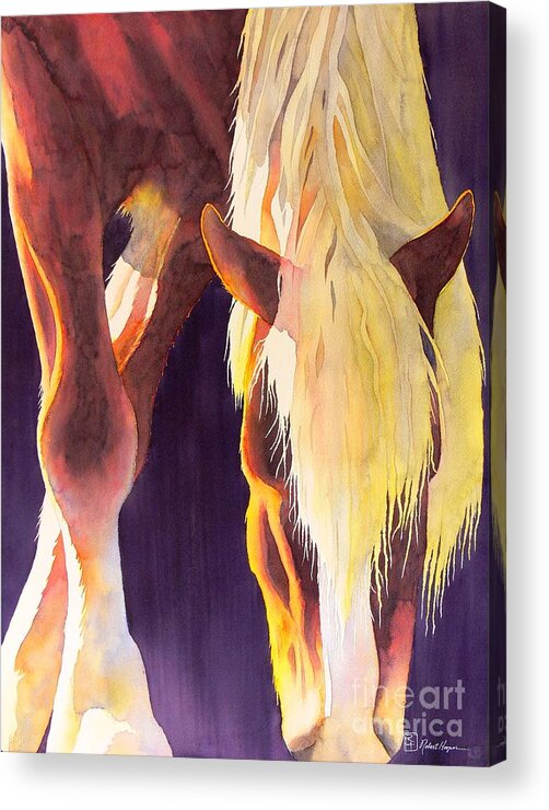 Watercolor Acrylic Print featuring the painting Eat Like A Horse by Robert Hooper