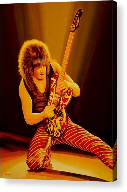 Eddie Van Halen Acrylic Print featuring the painting Eddie van Halen Painting by Paul Meijering