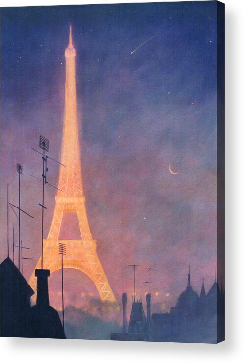 Paris Acrylic Print featuring the painting Eiffel Tower by Blue Sky
