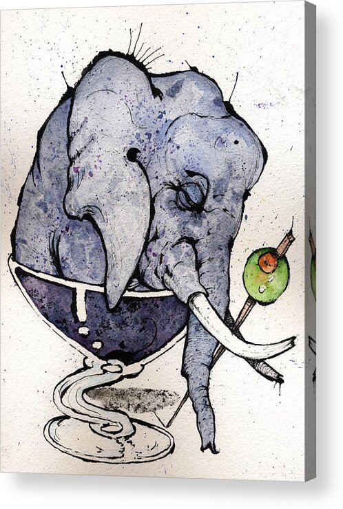 Elephants Acrylic Print featuring the painting Elephantini by Mark M Mellon