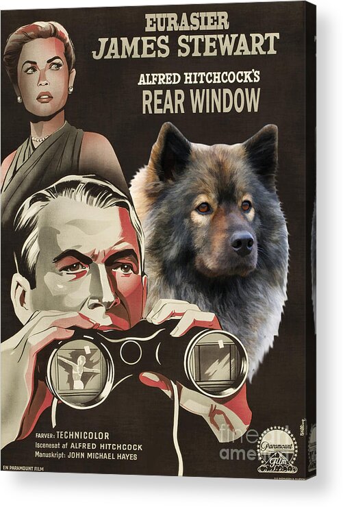 Eurasier Acrylic Print featuring the painting Eurasier Art Canvas Print - Rear Window Movie Poster by Sandra Sij