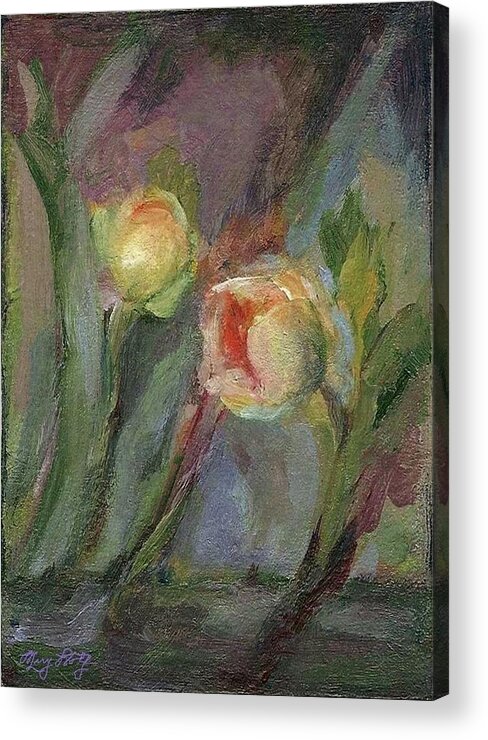 Floral Acrylic Print featuring the painting Evening Bloom by Mary Wolf