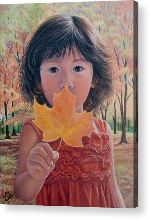 Autumn Acrylic Print featuring the painting Fallen For You by Holly Kallie