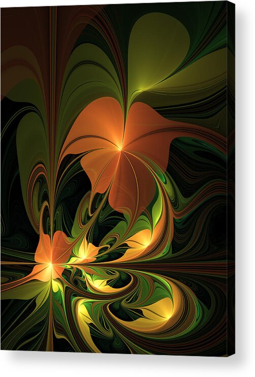 Digital Art Acrylic Print featuring the digital art Fantasy Plant Fractal by Gabiw Art