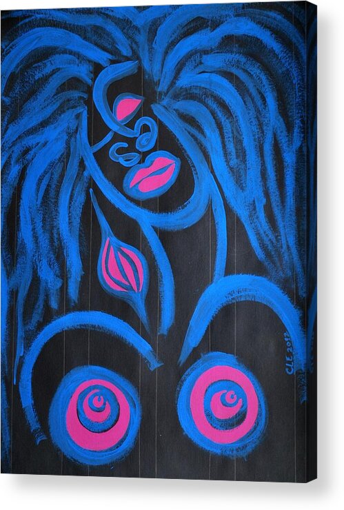 Fine Art Acrylic Print featuring the painting Femme Bleu by Cleaster Cotton