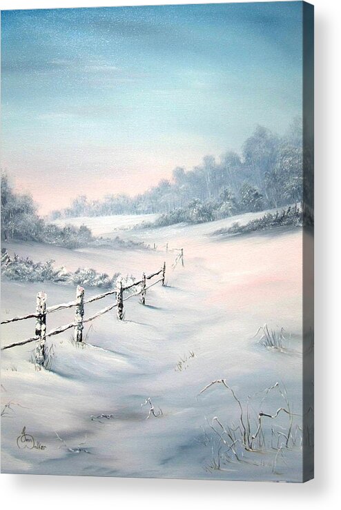 Cannock Chase Acrylic Print featuring the painting First Snows by Jean Walker