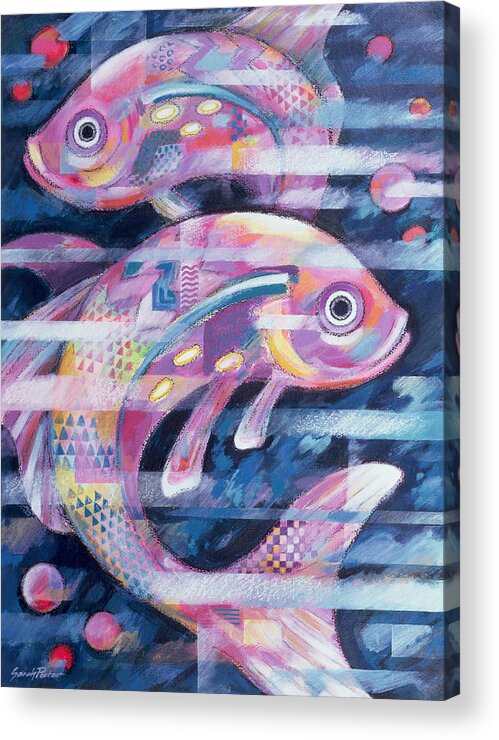 Fish Acrylic Print featuring the painting Fishstream by Sarah Porter