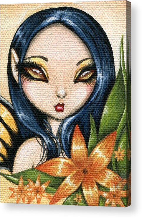 Fantasy Art Acrylic Print featuring the painting Flower Fairy Kasumi by Elaina Wagner