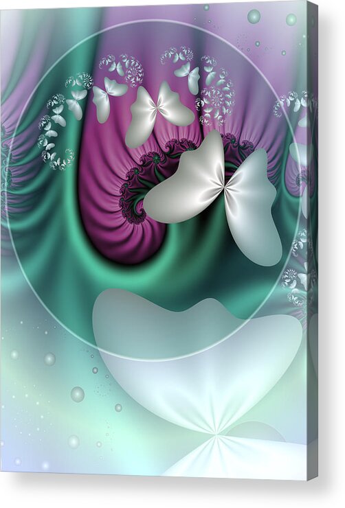 Fractal Acrylic Print featuring the digital art Fractal A Dream of Butterflies by Gabiw Art