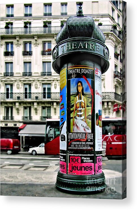 Frida Acrylic Print featuring the photograph Frida in Paris by Jennie Breeze