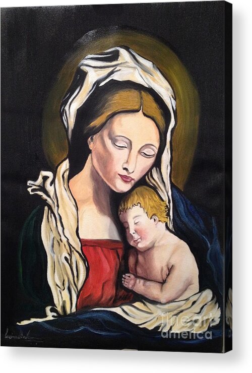 Baby Jesus Acrylic Print featuring the painting Full Of Grace by Brindha Naveen