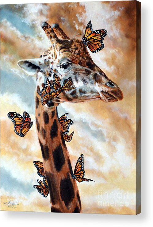 Giraffe Acrylic Print featuring the painting Fleeting by Lachri