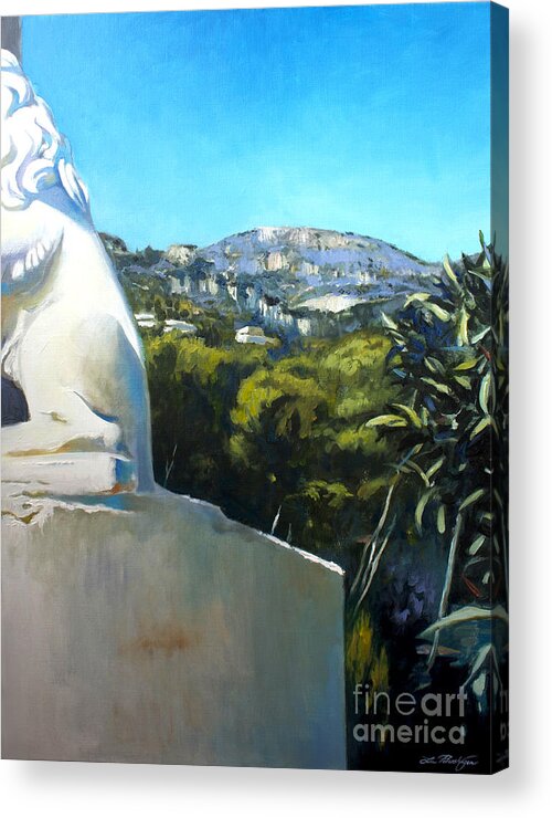 Lin Petershagem Acrylic Print featuring the painting Glimpse of Eze by Lin Petershagen
