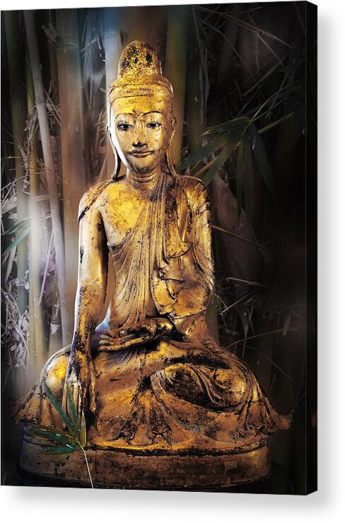 Buddha Acrylic Print featuring the photograph Golden Buddha by Jessica Levant