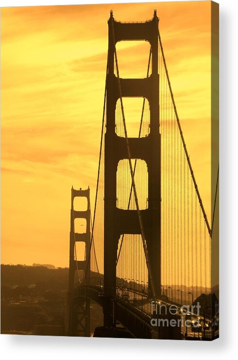 Golden Acrylic Print featuring the photograph Golden Gate Bridge by Clare Bevan