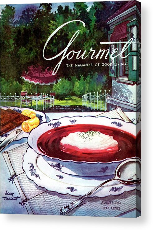 Illustration Acrylic Print featuring the photograph Gourmet Cover Featuring A Bowl Of Borsch by Henry Stahlhut