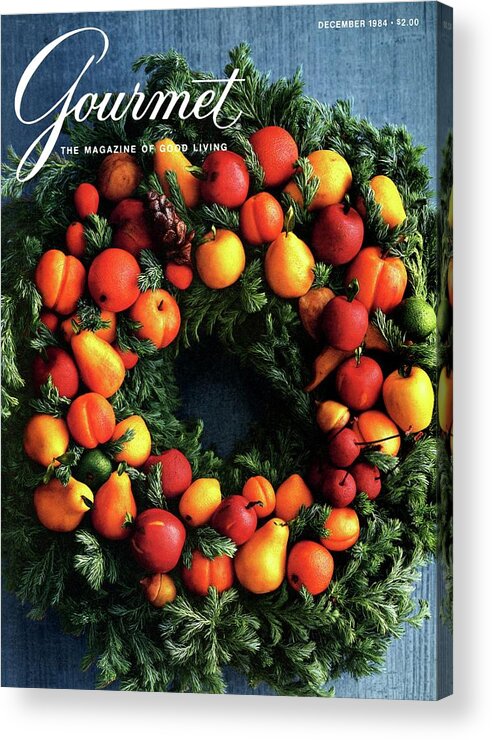 Food Acrylic Print featuring the photograph Gourmet Magazine Cover Featuring Marzipan Wreath by Romulo Yanes