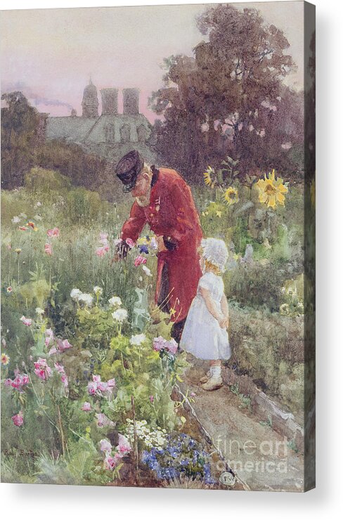 Grandad Acrylic Print featuring the painting Grandads Garden by Rose Maynard Barton