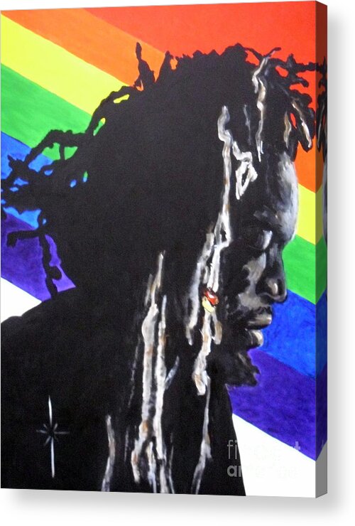 Musician Acrylic Print featuring the painting Gregory Isaacs by Jodie Marie Anne Richardson Traugott     aka jm-ART
