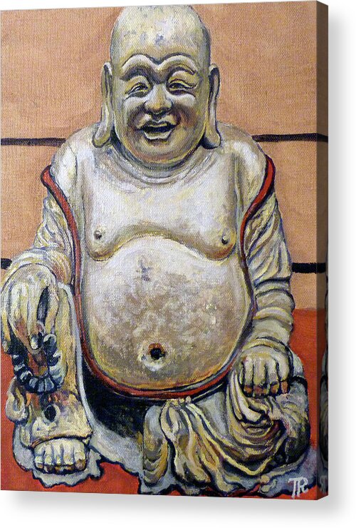 Buddha Acrylic Print featuring the painting Happy Buddha by Tom Roderick