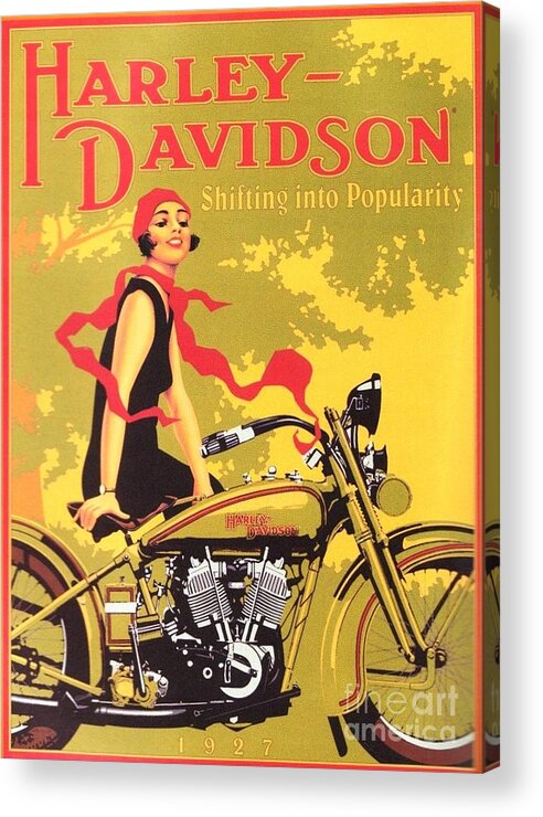 Pd-art: Reproduction Acrylic Print featuring the painting Harley Davidson 1927 Poster by Thea Recuerdo