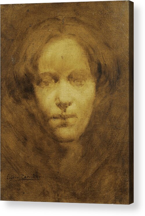Eugene Carriere Acrylic Print featuring the painting Head of a Woman by Eugene Carriere