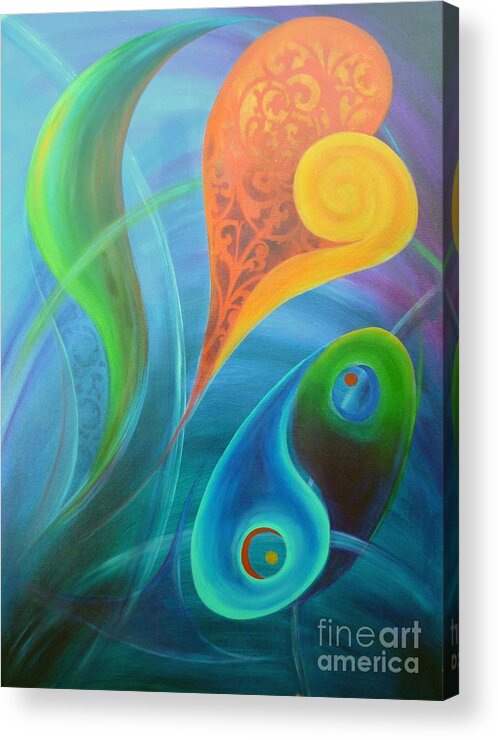 Heart Acrylic Print featuring the painting Heart Yin Yang by Reina Cottier