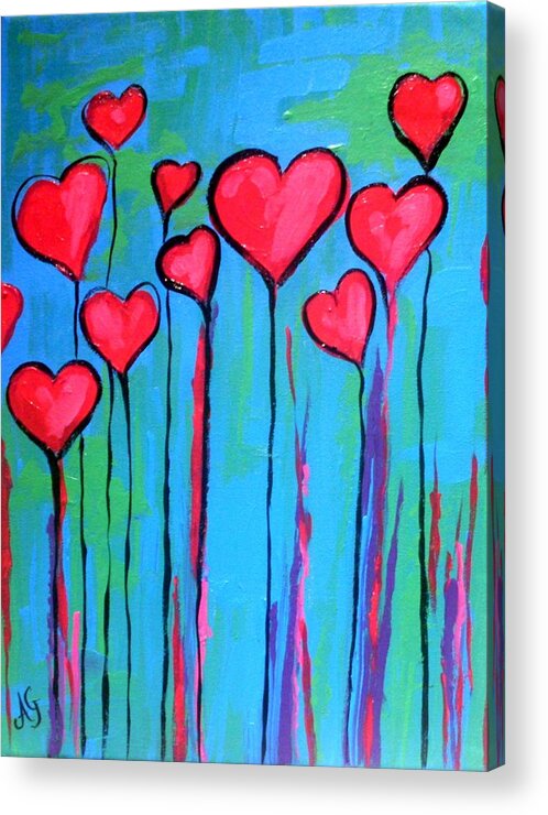 Acrylic Acrylic Print featuring the painting Hearts by Anne Gardner