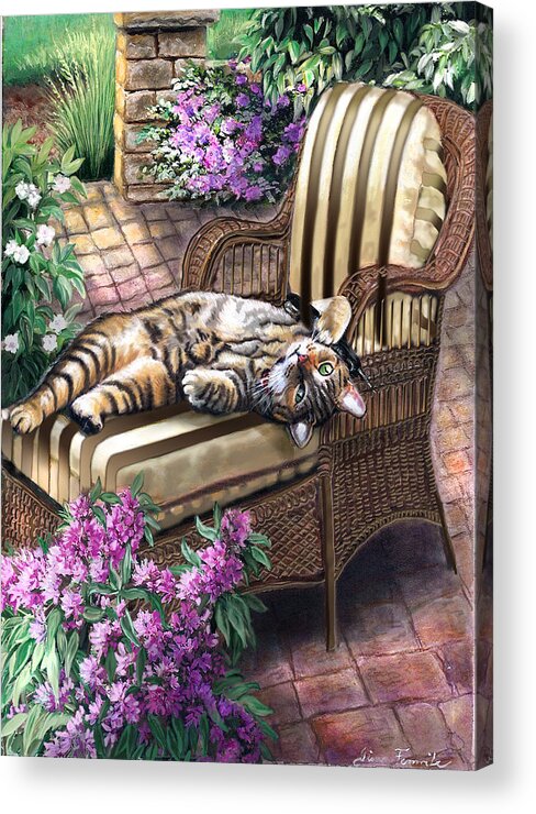 Pet Painting Acrylic Print featuring the painting Hello from a Kitty by Regina Femrite