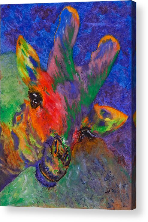 Giraffe Acrylic Print featuring the painting Hello There by Maris Sherwood