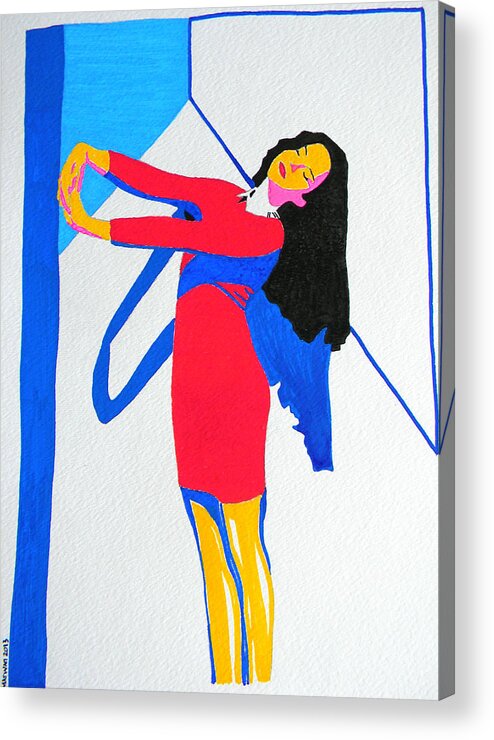 Woman Acrylic Print featuring the painting Homage To CARVEN by Marwan George Khoury