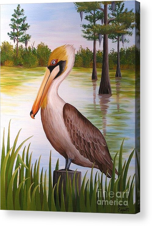 Bird Acrylic Print featuring the painting Home on the Bayou by Valerie Carpenter