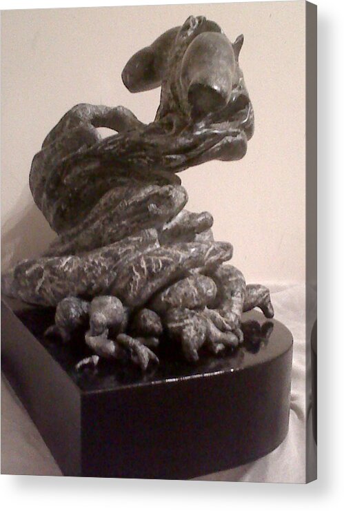 Hand-carved Sculpture Acrylic Print featuring the sculpture Homorphous by Linda N La Rose