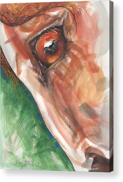 Horse Acrylic Print featuring the painting Horses Eye by Mary Armstrong