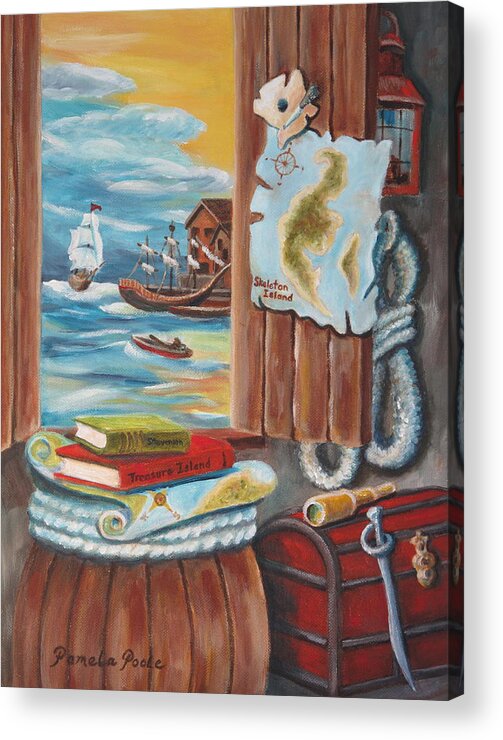 Treasure Acrylic Print featuring the painting Hunt for Treasure Island by Pamela Poole