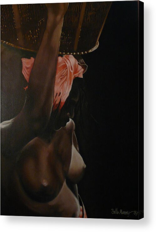 Black Female Acrylic Print featuring the painting I Am Dark But Comely by Belle Massey